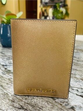 Michael Kors Metallic Gold Saffiano Passport Cover